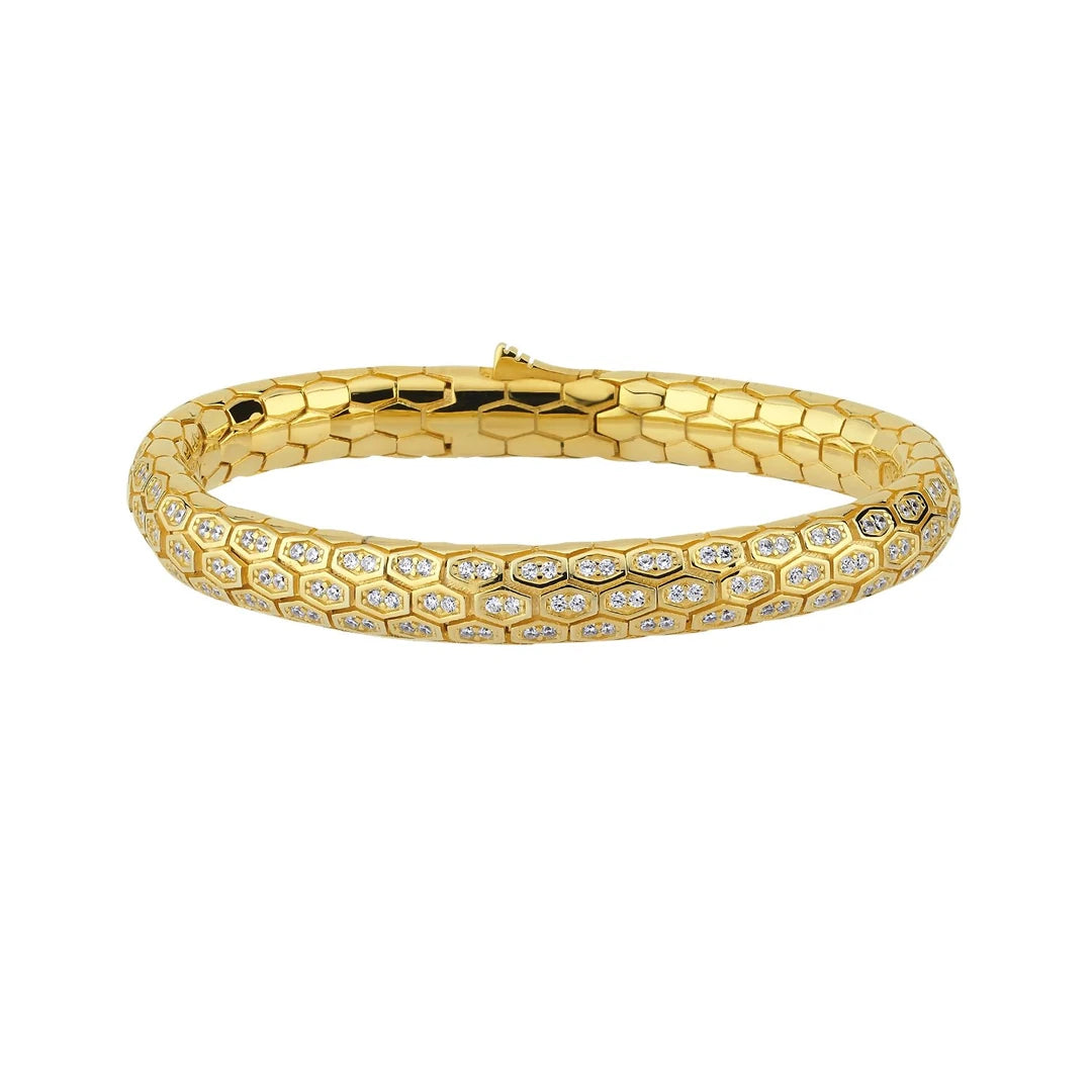 Zirkonyum Pırlantalı Klasik Gümüş Bileklik